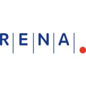blue RENA logo with red dot
