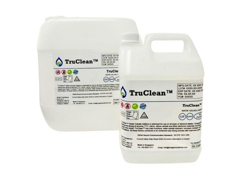 Image of two canisters with TruClean CL-300, a semi-aqueous cleaning solution engineered from Millice for advanced wafer surface and tool cleaning.